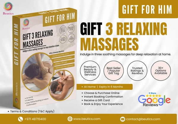 Gift for men including three Swedish, Aroma or Balinese massage sessions