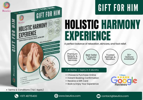 Gift for men with aromatherapy massage, facial and foot therapy